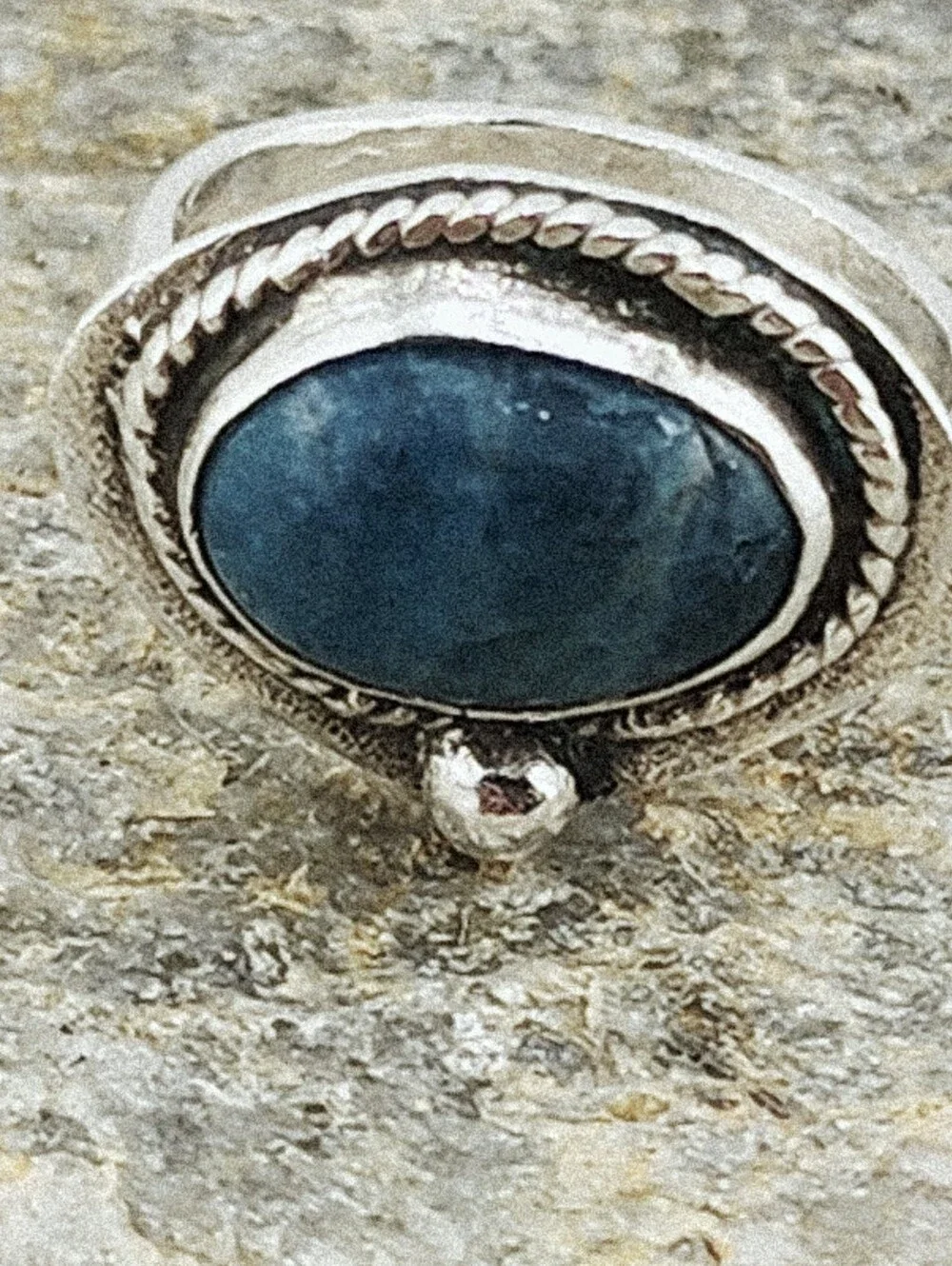 BLUE APATITE OVAL RING GEMSTONE HANDMADE RING IN STERLIN SILVER METAL UNISEX 6